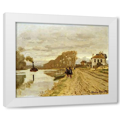 Infantrymen of the Flanant Guard on the Water White Modern Wood Framed Art Print by Monet, Claude