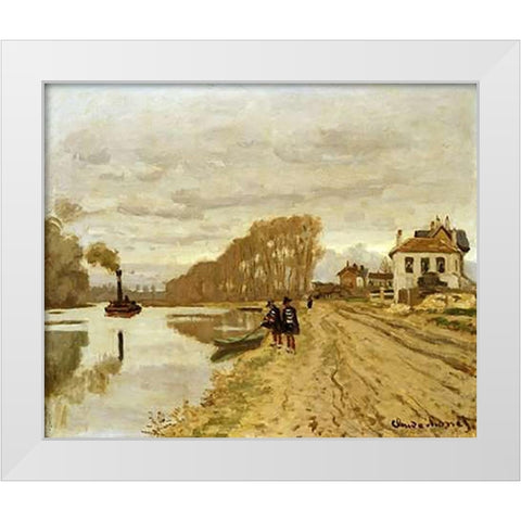 Infantrymen of the Flanant Guard on the Water White Modern Wood Framed Art Print by Monet, Claude