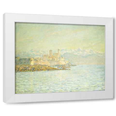 The Old Fort at Antibes White Modern Wood Framed Art Print by Monet, Claude