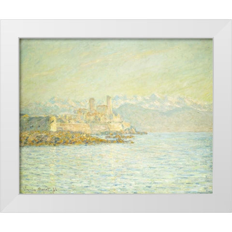 The Old Fort at Antibes White Modern Wood Framed Art Print by Monet, Claude