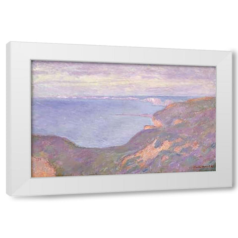 The Cliffs Near Dieppe White Modern Wood Framed Art Print by Monet, Claude