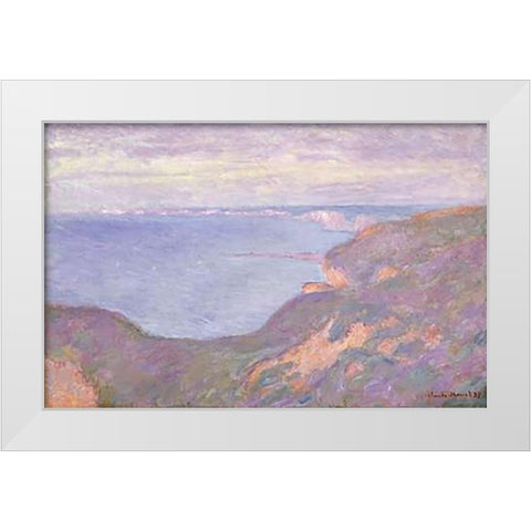 The Cliffs Near Dieppe White Modern Wood Framed Art Print by Monet, Claude