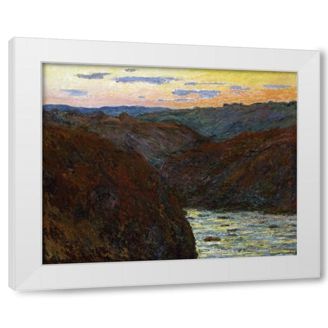 La Creuse, Sunset White Modern Wood Framed Art Print by Monet, Claude