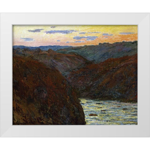 La Creuse, Sunset White Modern Wood Framed Art Print by Monet, Claude