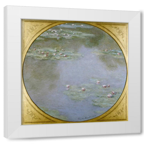 Waterlilies White Modern Wood Framed Art Print by Monet, Claude