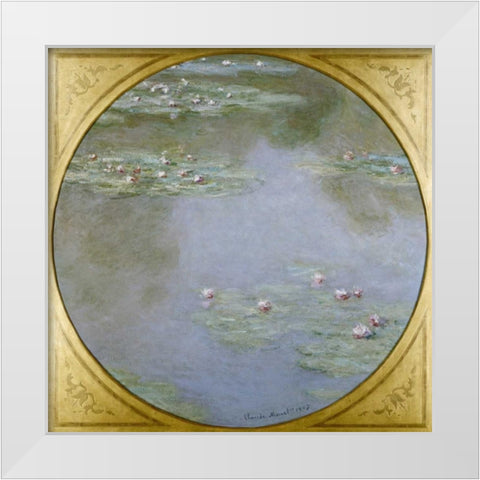 Waterlilies White Modern Wood Framed Art Print by Monet, Claude