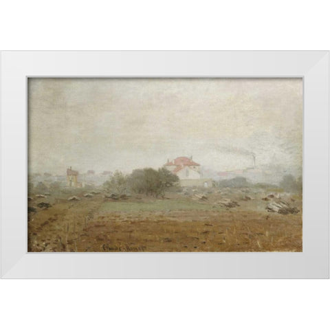 Fog - Effet de brouillard White Modern Wood Framed Art Print by Monet, Claude
