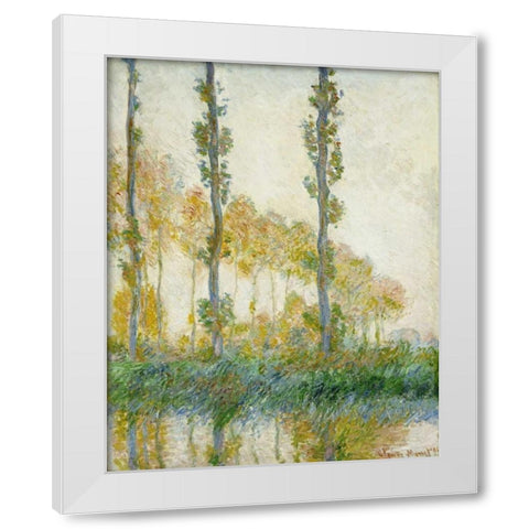 The Three Trees, Autumn White Modern Wood Framed Art Print by Monet, Claude