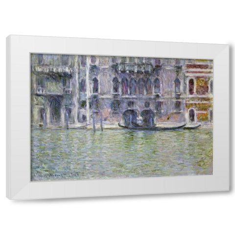 Palazzo da Mula, Venice White Modern Wood Framed Art Print by Monet, Claude