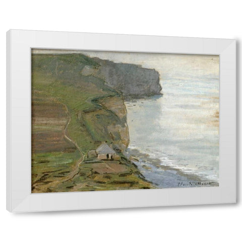 Cap dAntifer, Etretat White Modern Wood Framed Art Print by Monet, Claude