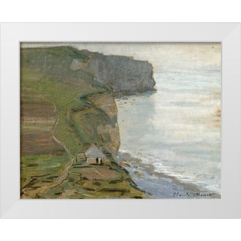 Cap dAntifer, Etretat White Modern Wood Framed Art Print by Monet, Claude