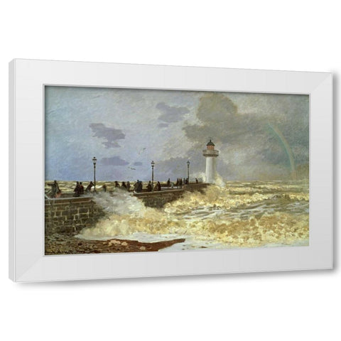 The Quay at Le Havre White Modern Wood Framed Art Print by Monet, Claude