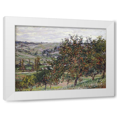 Apple Trees Near Vetheuil, 1878 White Modern Wood Framed Art Print by Monet, Claude