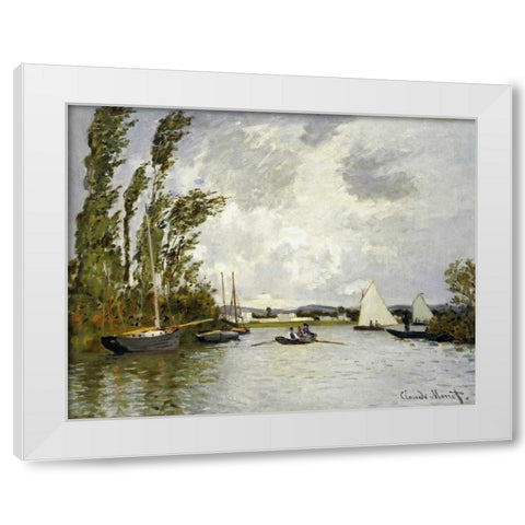 The Little Branch of the Seine White Modern Wood Framed Art Print by Monet, Claude