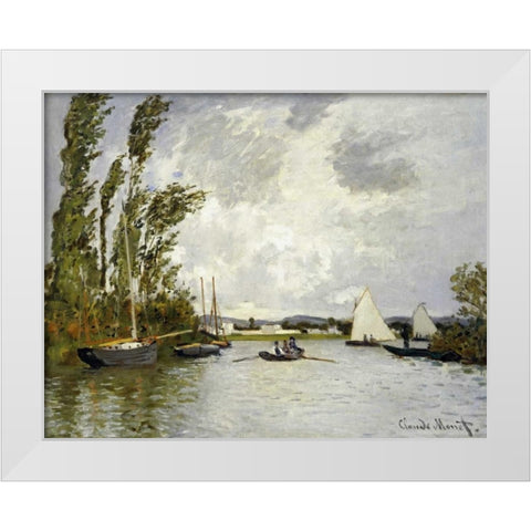 The Little Branch of the Seine White Modern Wood Framed Art Print by Monet, Claude