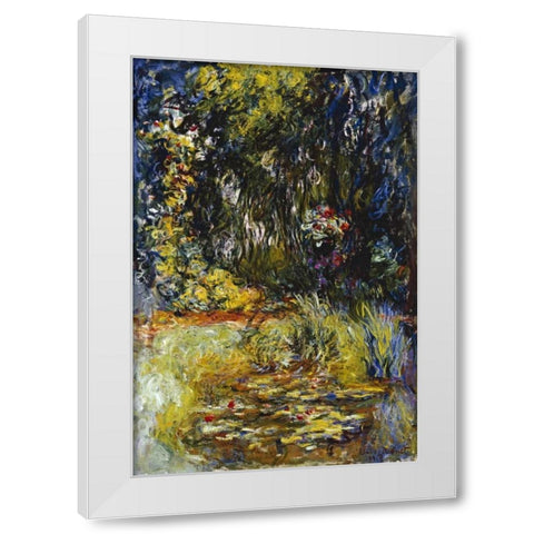 Corner of a Pond with Waterlilies White Modern Wood Framed Art Print by Monet, Claude