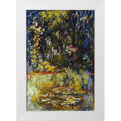 Corner of a Pond with Waterlilies White Modern Wood Framed Art Print by Monet, Claude