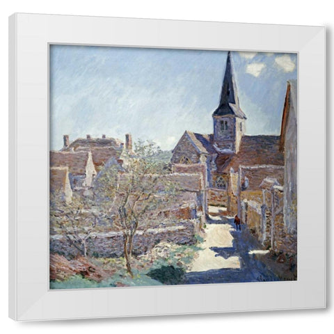 Bennecourt White Modern Wood Framed Art Print by Monet, Claude