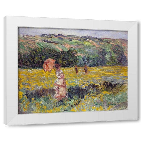 Limetz Meadow White Modern Wood Framed Art Print by Monet, Claude