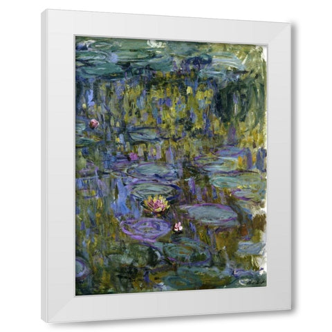 Water Lilies White Modern Wood Framed Art Print by Monet, Claude