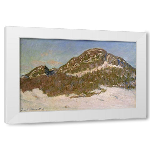 Mount Kolsaas in Sunlight White Modern Wood Framed Art Print by Monet, Claude