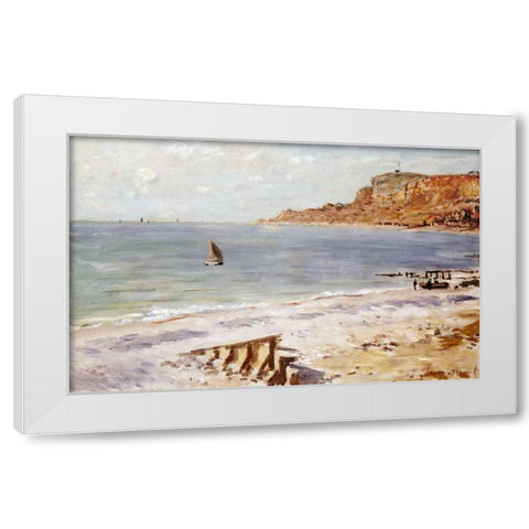 Seascape at Sainte-Adresse White Modern Wood Framed Art Print by Monet, Claude