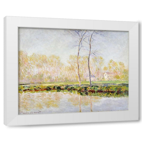 The Banks of the River Epte at Giverny White Modern Wood Framed Art Print by Monet, Claude