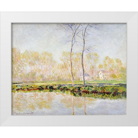 The Banks of the River Epte at Giverny White Modern Wood Framed Art Print by Monet, Claude