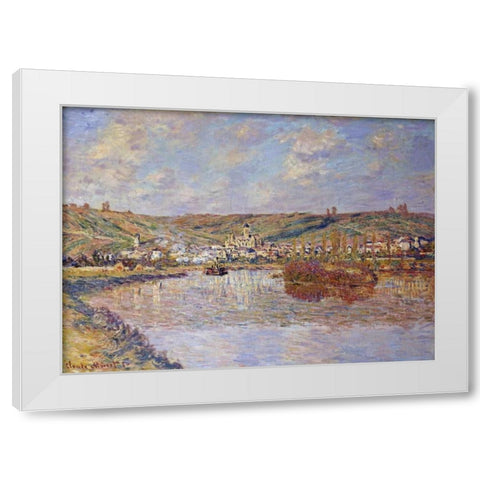 End of the Afternoon, Vetheuil White Modern Wood Framed Art Print by Monet, Claude