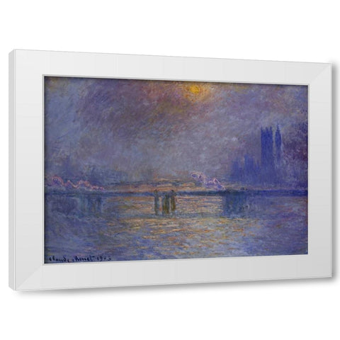 Charing Cross Bridge, The Thames White Modern Wood Framed Art Print by Monet, Claude