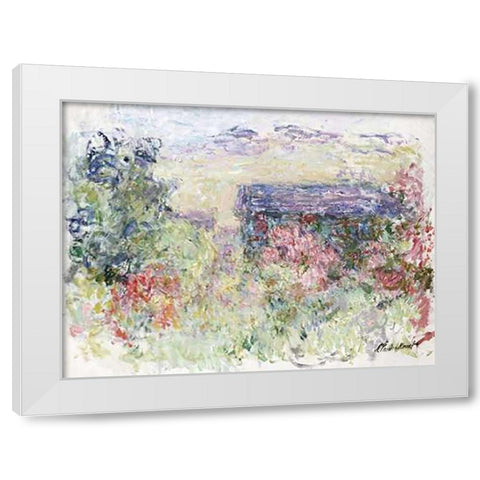 The House Through the Roses White Modern Wood Framed Art Print by Monet, Claude