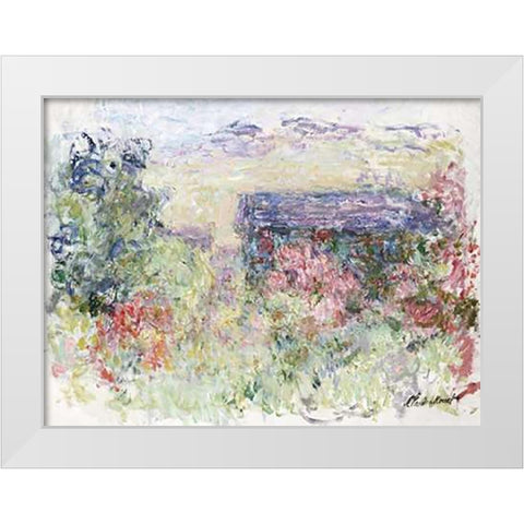 The House Through the Roses White Modern Wood Framed Art Print by Monet, Claude