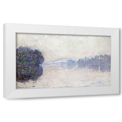 The Seine Near Vernon, as Seen in the Morning White Modern Wood Framed Art Print by Monet, Claude