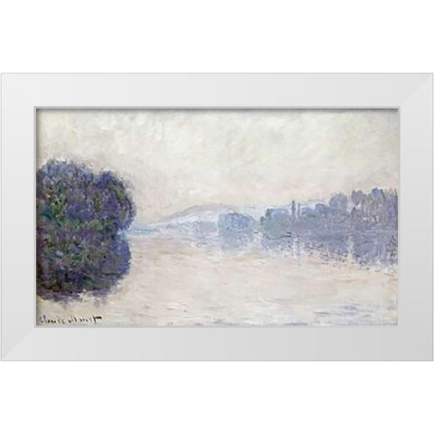 The Seine Near Vernon, as Seen in the Morning White Modern Wood Framed Art Print by Monet, Claude