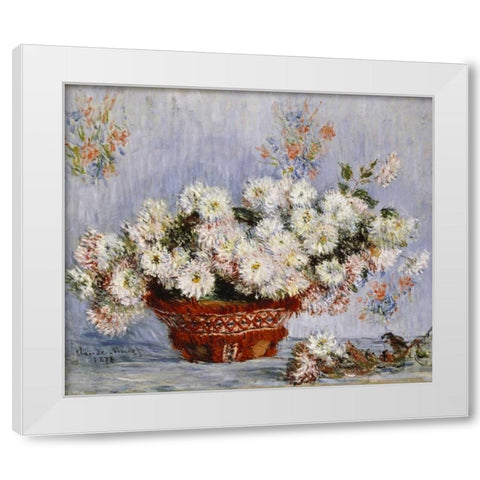Chrysanthemums White Modern Wood Framed Art Print by Monet, Claude