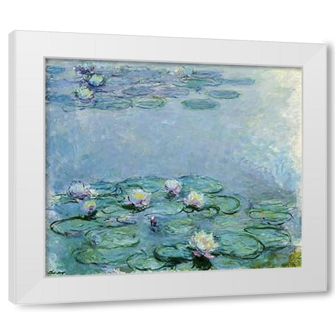 Water Lilies White Modern Wood Framed Art Print by Monet, Claude