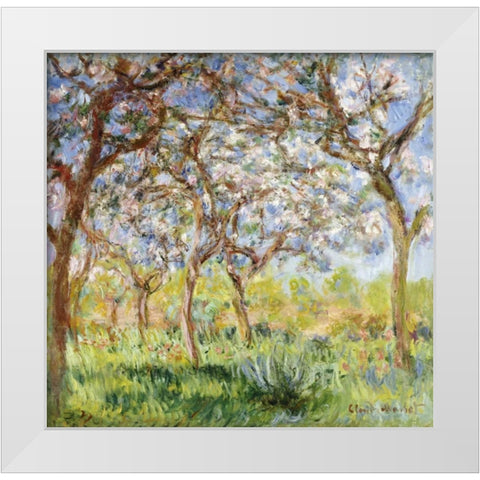 Spring at Giverny White Modern Wood Framed Art Print by Monet, Claude
