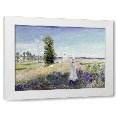 La Promenade - Argenteuil, 1875 White Modern Wood Framed Art Print by Monet, Claude