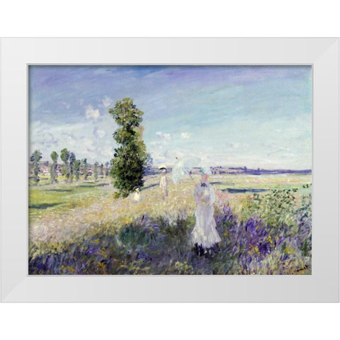 La Promenade - Argenteuil, 1875 White Modern Wood Framed Art Print by Monet, Claude