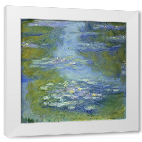 Water Lilies White Modern Wood Framed Art Print by Monet, Claude