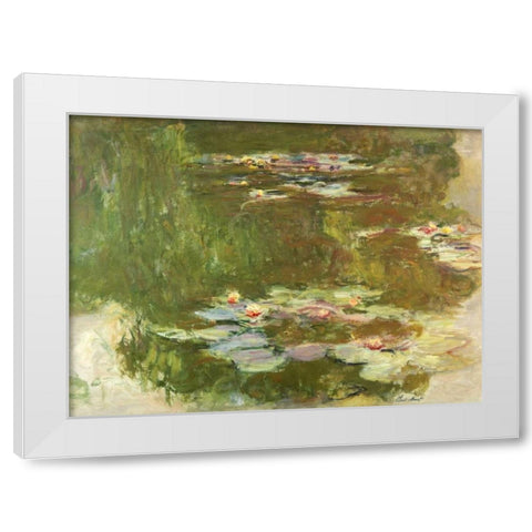 Lily Pond White Modern Wood Framed Art Print by Monet, Claude