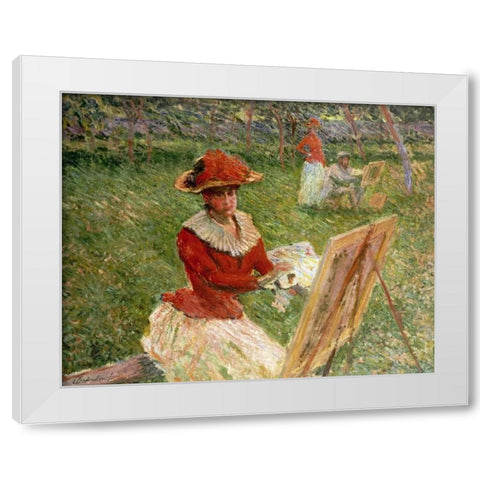 Blanche Hoschede Painting White Modern Wood Framed Art Print by Monet, Claude
