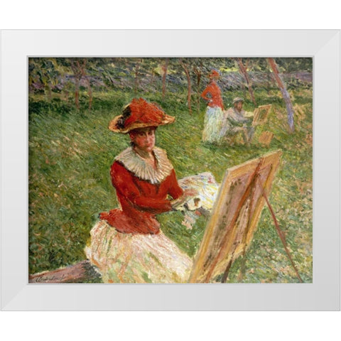 Blanche Hoschede Painting White Modern Wood Framed Art Print by Monet, Claude