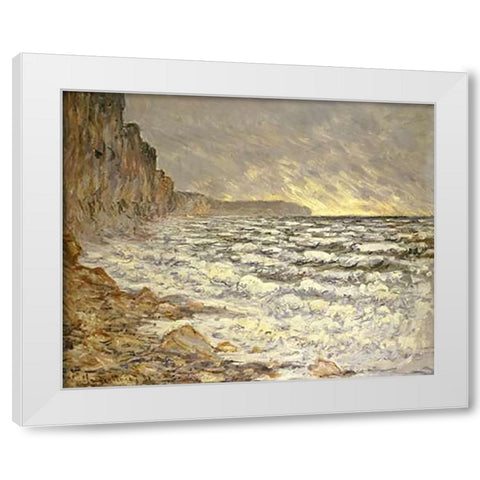 Seafront, Fecamp White Modern Wood Framed Art Print by Monet, Claude