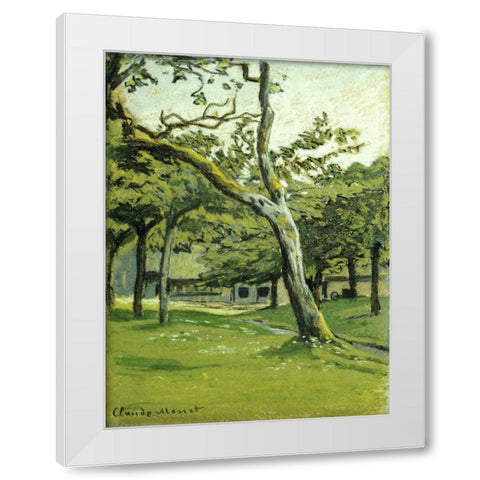 An Orchard White Modern Wood Framed Art Print by Monet, Claude