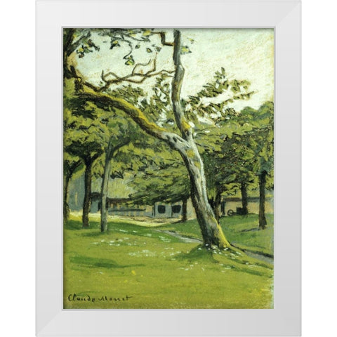 An Orchard White Modern Wood Framed Art Print by Monet, Claude
