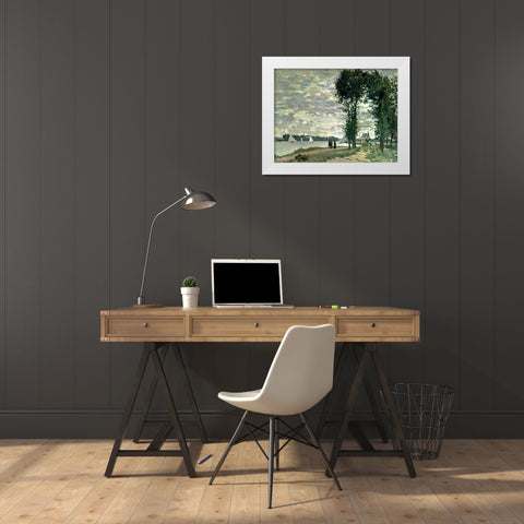 The Banks of The Seine at Argenteuil White Modern Wood Framed Art Print by Monet, Claude
