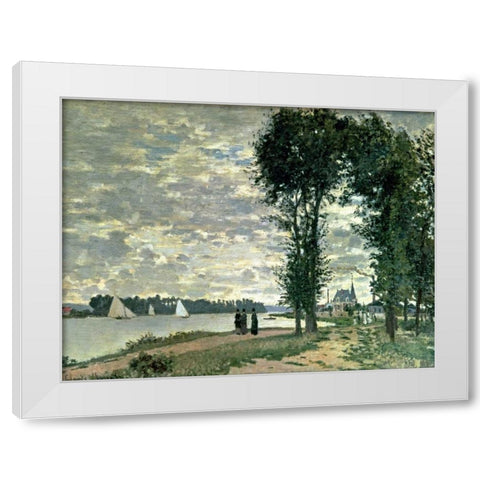 The Banks of The Seine at Argenteuil White Modern Wood Framed Art Print by Monet, Claude