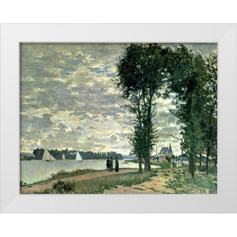 The Banks of The Seine at Argenteuil White Modern Wood Framed Art Print by Monet, Claude