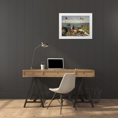 The Terrace at Sainte-Adresse White Modern Wood Framed Art Print by Monet, Claude